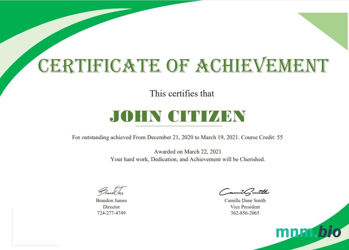 USA Certificate of Achievement szablon in Word i PDF formacie